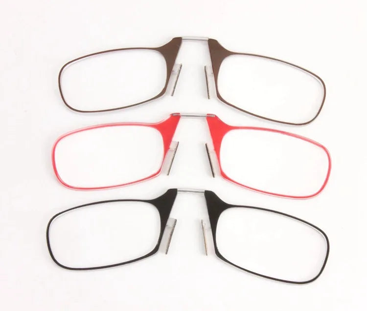 Portable Ultra-thin Clip Nose Reading Glasses Unisex Legless Nose Clip Ultra Thin Hyperopia Eyeglasses with Original Box +3.0