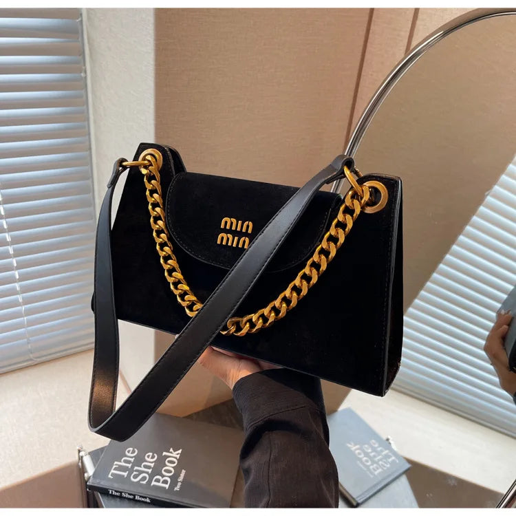 Metal Letter Designer Brand Handbags Top Handle Luxury Shoulder Bags Solid Color Elegant Crossbody Bags Fashion Bags For Women