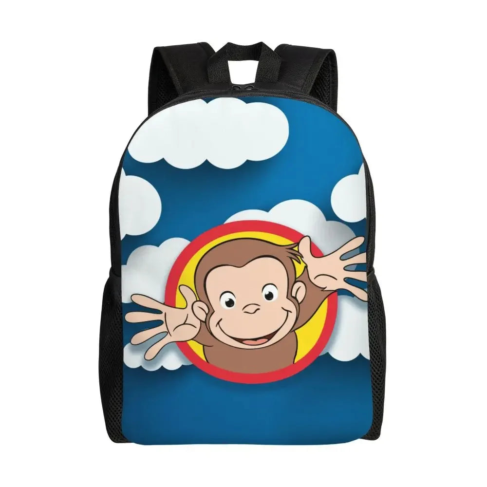 Customized Curious George Backpacks Women Men Casual Bookbag for School College Monkey Bags