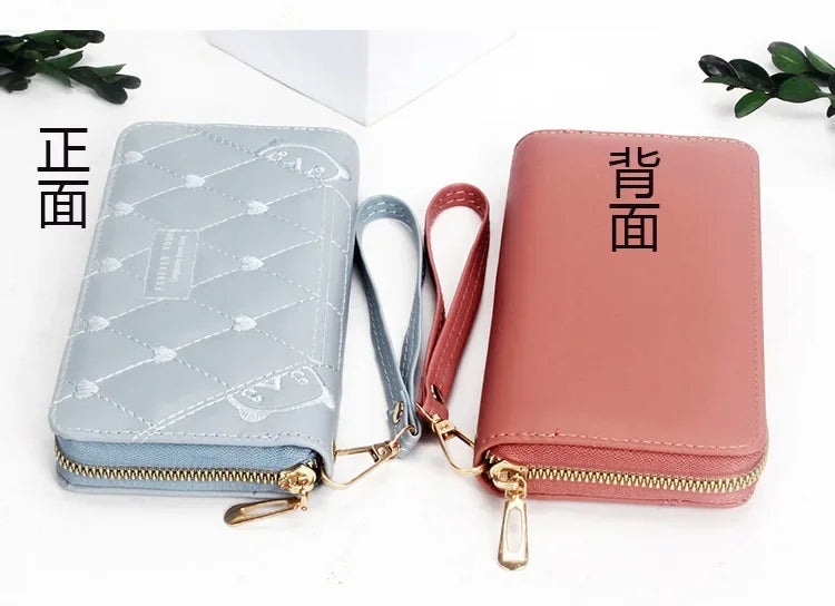 Women Long Wallet Pu Leather Card Holder Large Capacity Hasp Zipper Coin Purse Multi Card Organizer Cell Phone Wristlet Handbag