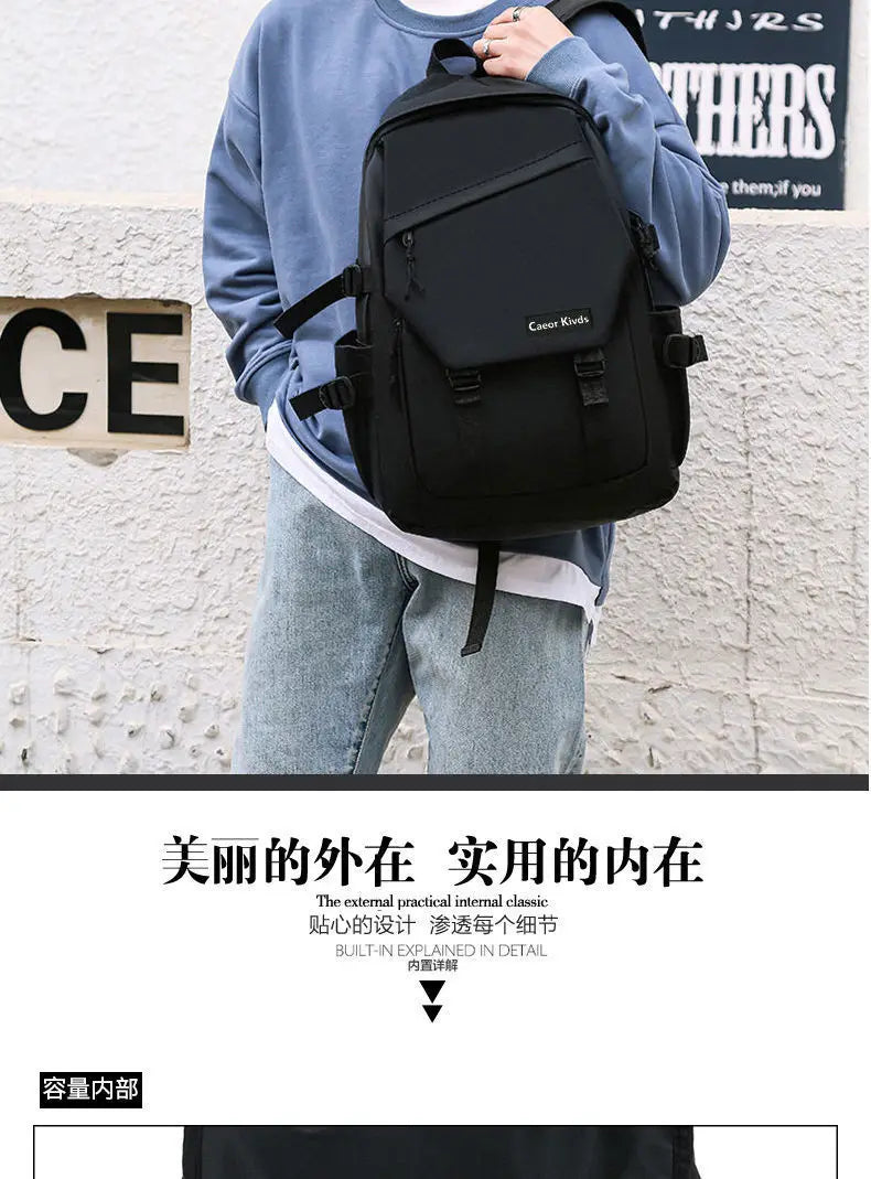 New Style Men's Business Backpack Woman Nylon Solid Color Large Capacity Laptop Student Schoolbag Travel Unisex Backpack 2023