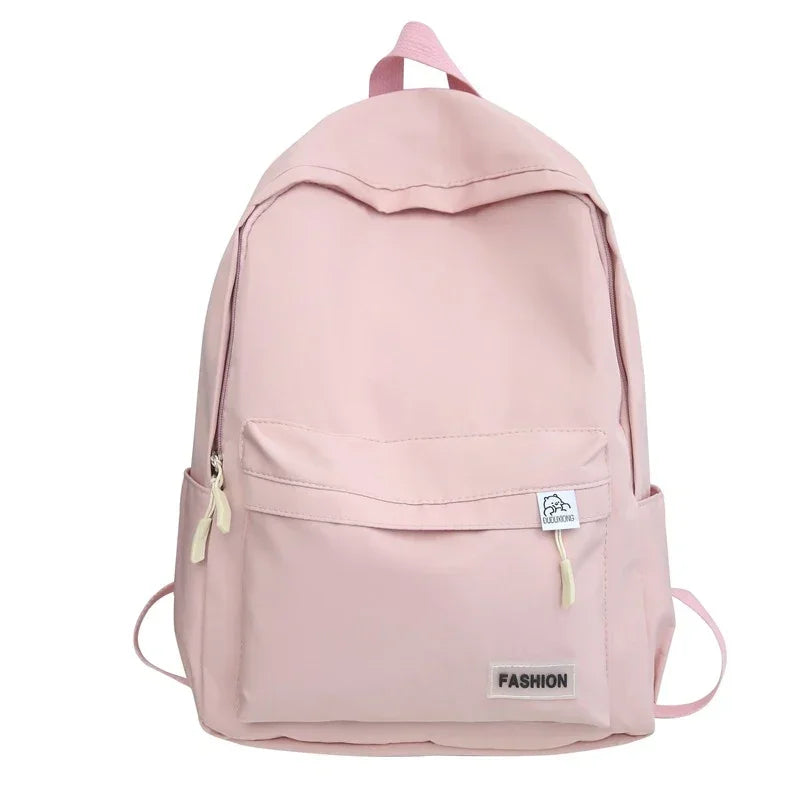 Shoulder Bag Large Capacity Waterproof College Travel Female Backpack Pure Colour Simple Girls Laptop Backpack