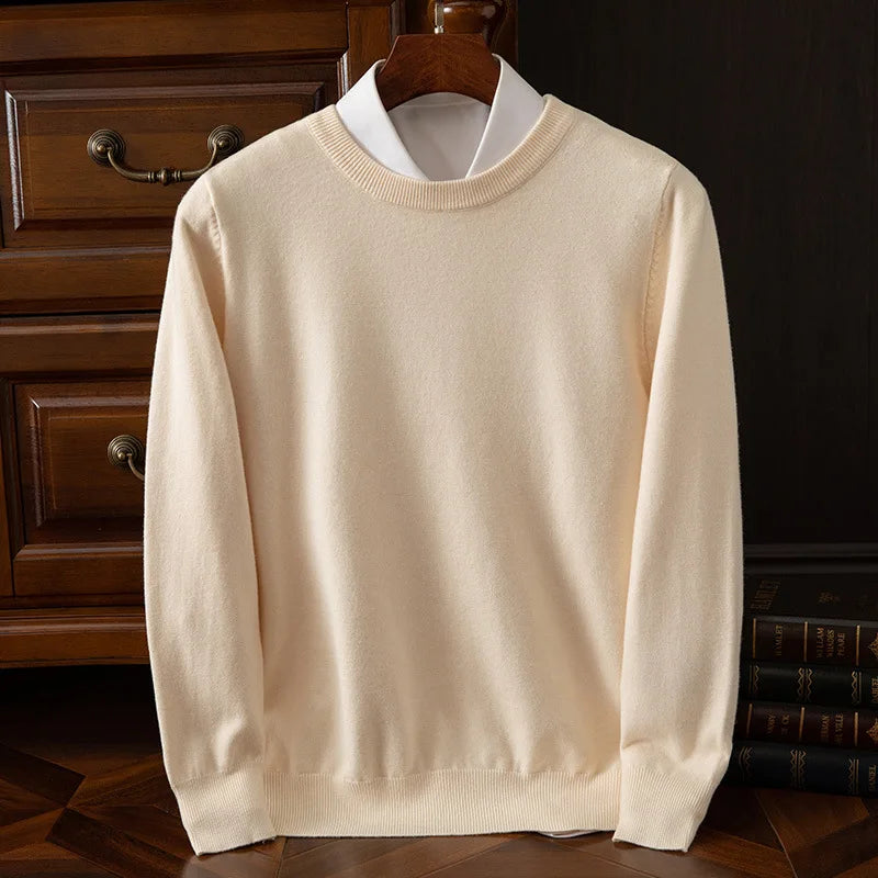 Autumn/Winter New Men's Cashmere Cold Resistant Clothing Round Neck White Sweater Pullover Warm korean Sweaters Pullover Tops