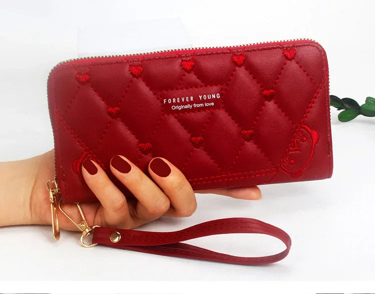 Women Long Wallet Pu Leather Card Holder Large Capacity Hasp Zipper Coin Purse Multi Card Organizer Cell Phone Wristlet Handbag