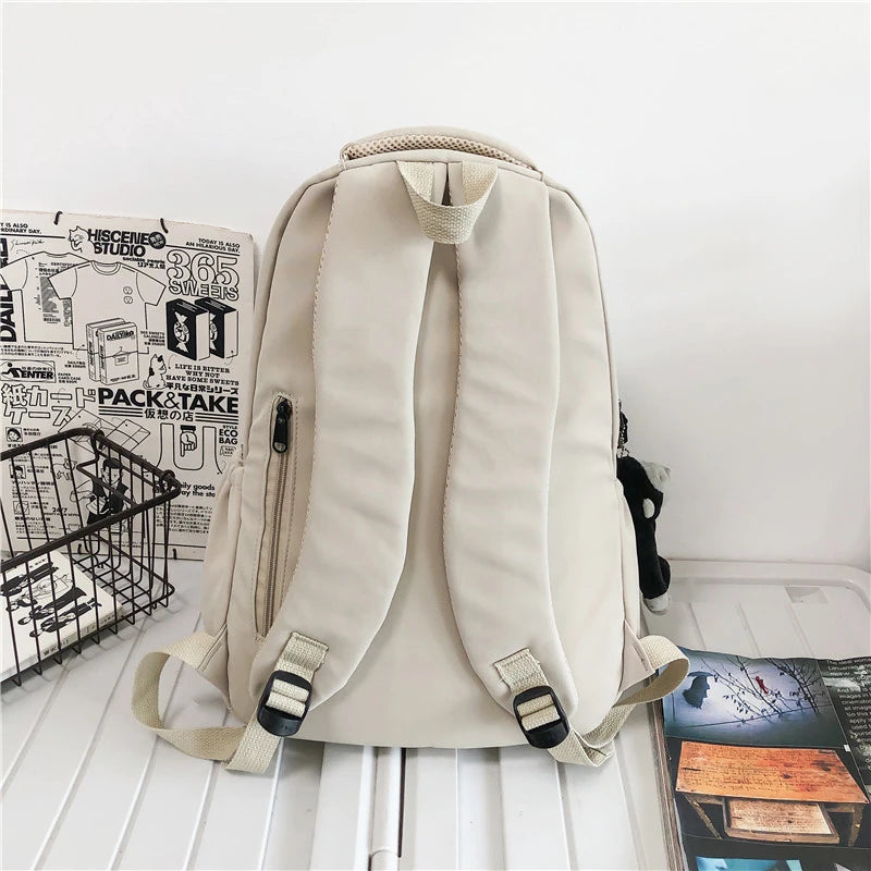 Women's Backpack Solid Color Female Multi-pocket Casual Man Travel Bag High Quality Schoolbag for Teenage Girl Book Knapsack