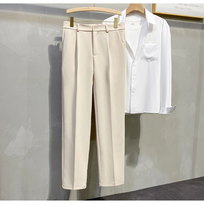 Dress Pants Men Korean Fashion Pleated Pants Chino Pants Men Clothing 2024 Lightweight Cool Trousers