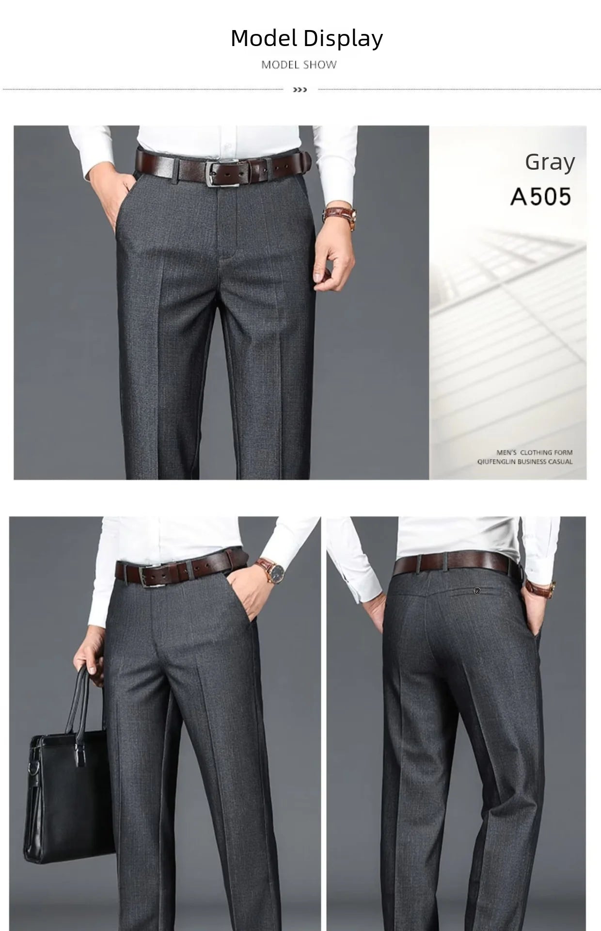 Men's Business Casual Trousers Draped Straight-leg Spring Summer Elasticity Midlife Father Trousers Smart Style Office Wear