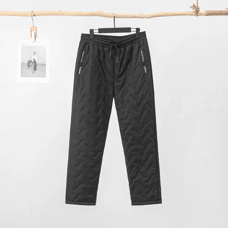 Pantalon d'hiver en coton polaire d'agneau, design tendance, coupe ajustée, chaud, coupe-vent, pour personnes d'âge moyen et âgées, pantalon de sport à jambe droite