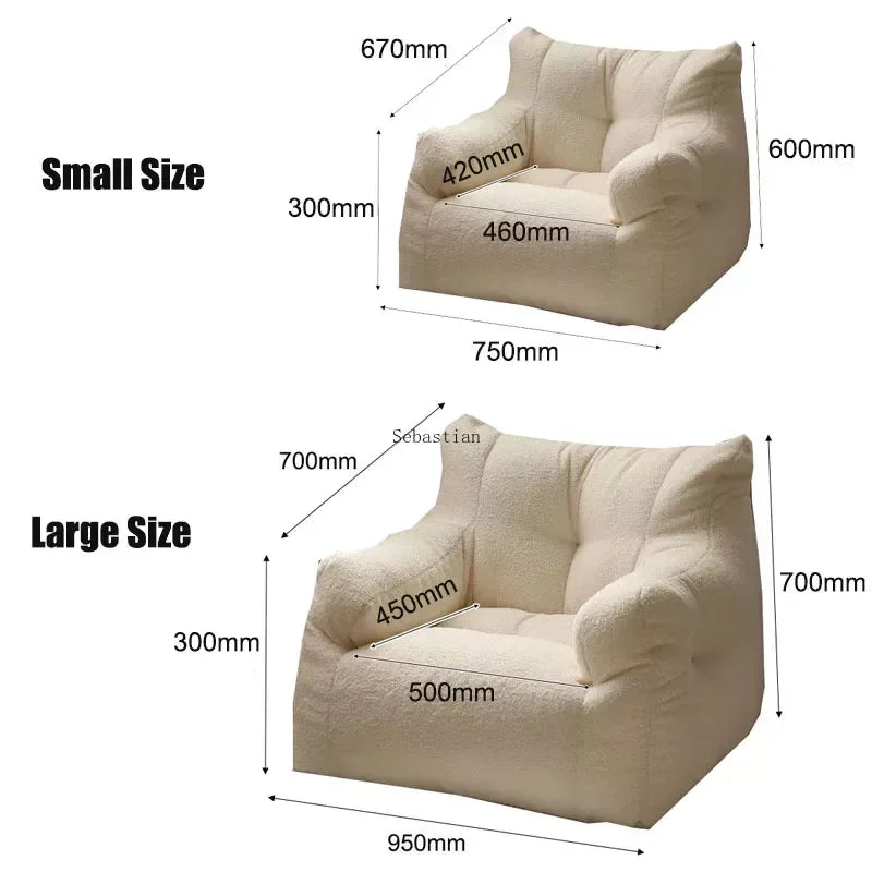 Large Size Single Lazy Sofa Single Ergonomic Soft Comfortable Bean Bag Sofa Single Canape Salon Bedroom Furniture