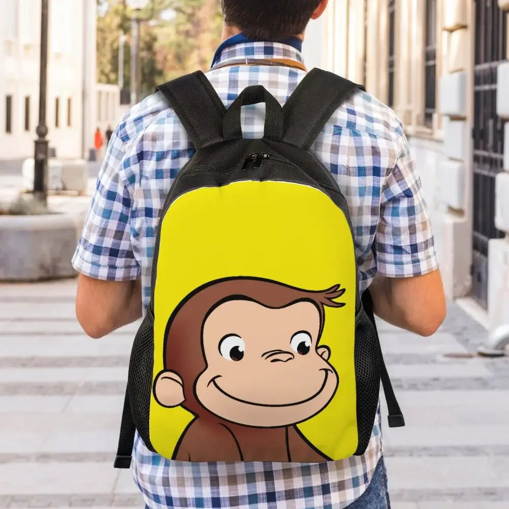 Customized Curious George Backpacks Women Men Casual Bookbag for School College Monkey Bags