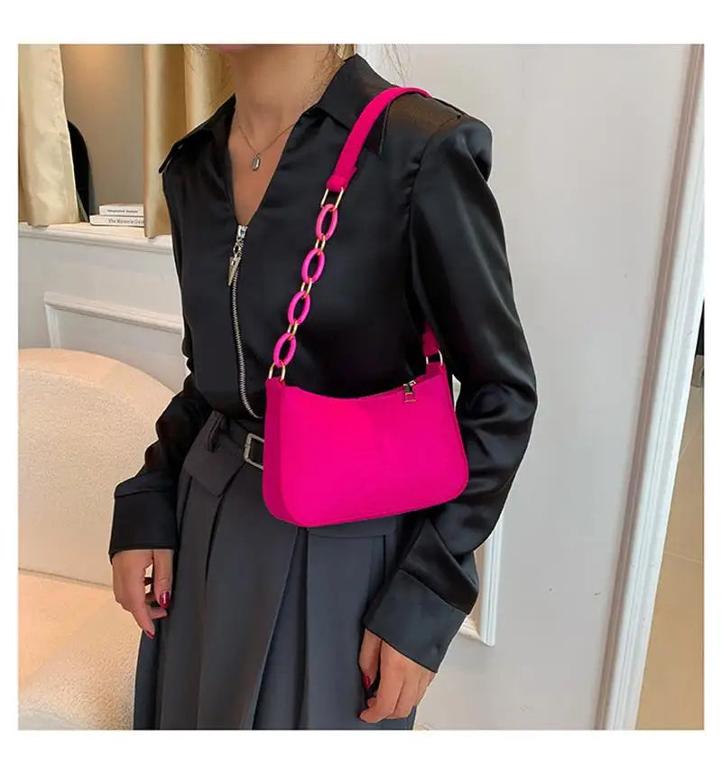 Fashion Underarm Bag Trendy Portable One-shoulder Small Square Women's Girl Handbag Shoulder Chain Bag Crossbody Bag