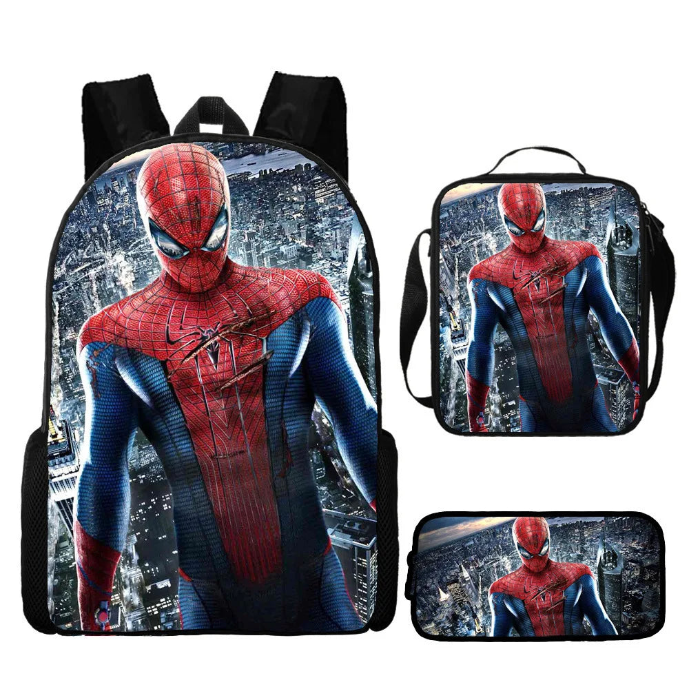 Spidermans Backpack Three Piece Set for Elementary School Students Cartoon Backpack for Boys Backpack Fashion Super-heros Style