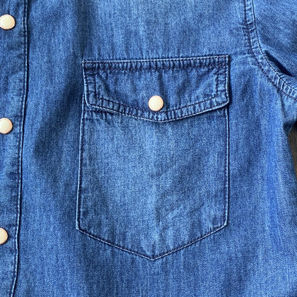 Men's Long-sleeved Solid Denim Shirt Fashion Classic Retro Denim Pocket Decoration Business Shirt Spring And Autumn Tops