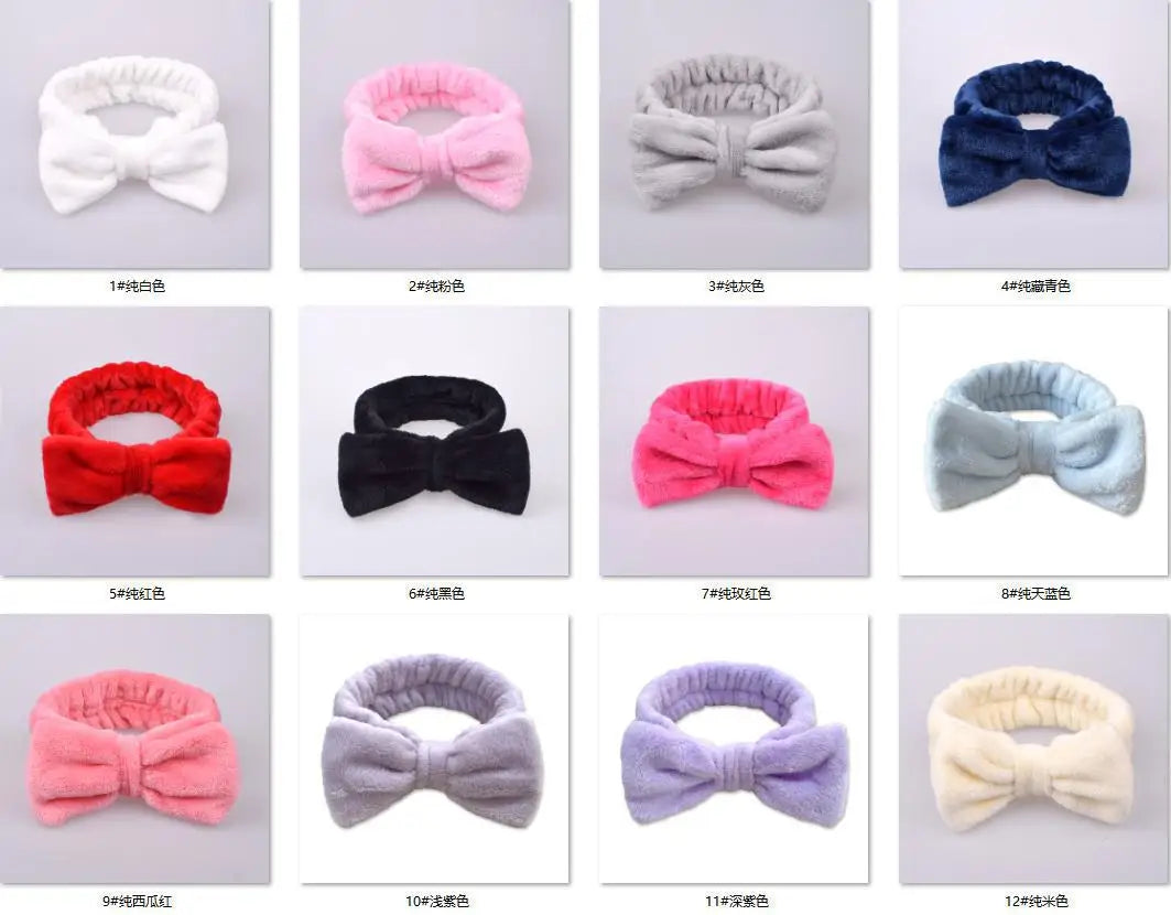 White Black Headbands for Women Girls Soft Elastic Bow Hairbands SPA Bath Shower Make Up Wash Face Headband Hair Accessories