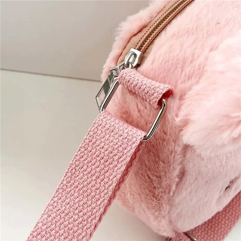 Plush Cartoon Children's Messenger Bag Cute Cat Lovely Kids Crossbody Handbags Zipper Little Girl Purse Gift For Child