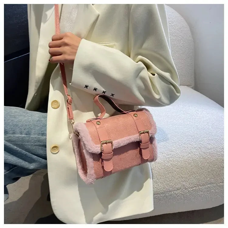 Winter Women Crossbody/shoulder Bag 2023 New Lamb Plush Velvet Bag Lady Small Square Handbag French Korea Style