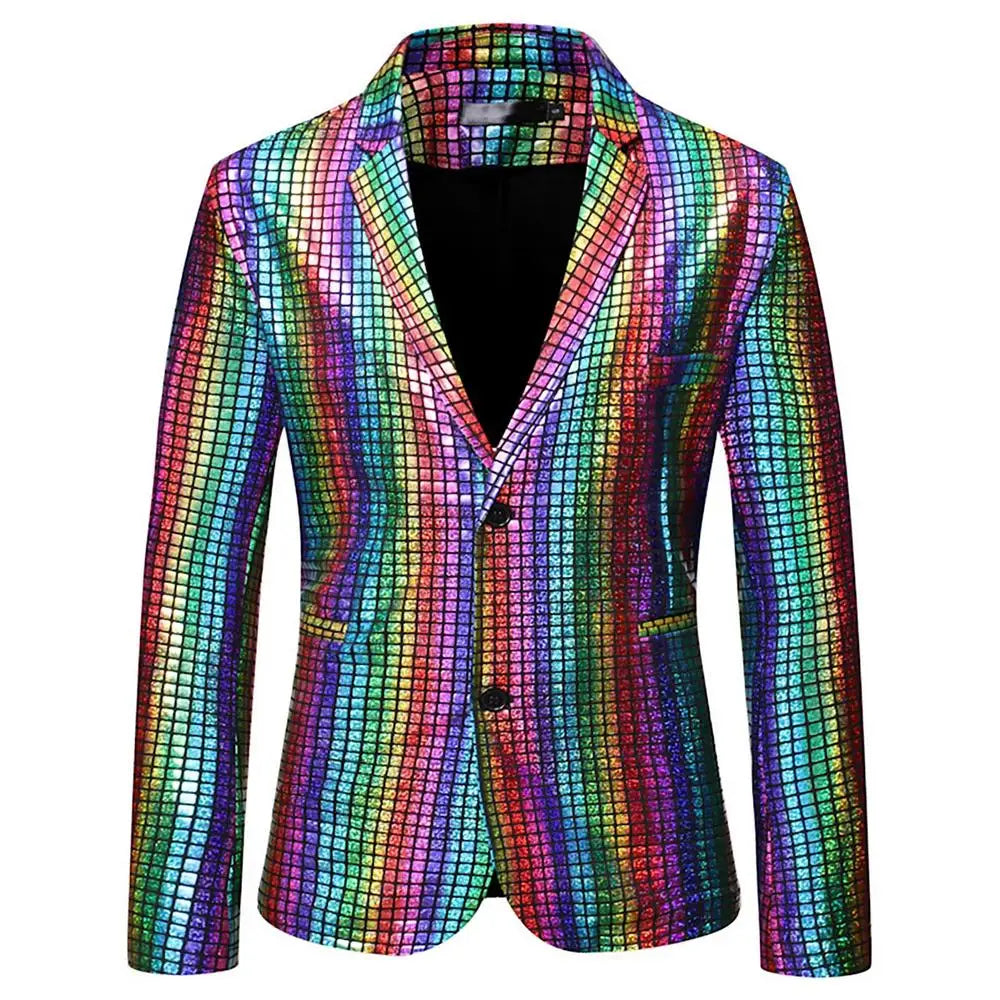 Blazers à paillettes Veste de costume à paillettes brillantes Tenues d'Halloween Blazer à deux boutons Blazer de smoking Disco Glitter Party Blazer pour hommes Dîner