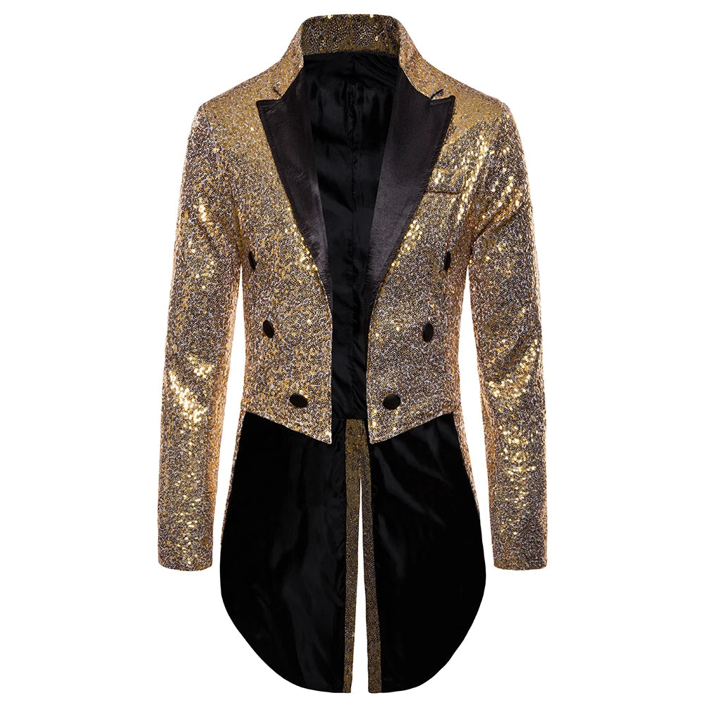 Men's Suit Round Sequin Button Tuxedo Stage Show Wedding Host Dance Festival Celebration Dinner Casual Men's Wear Men's Coat