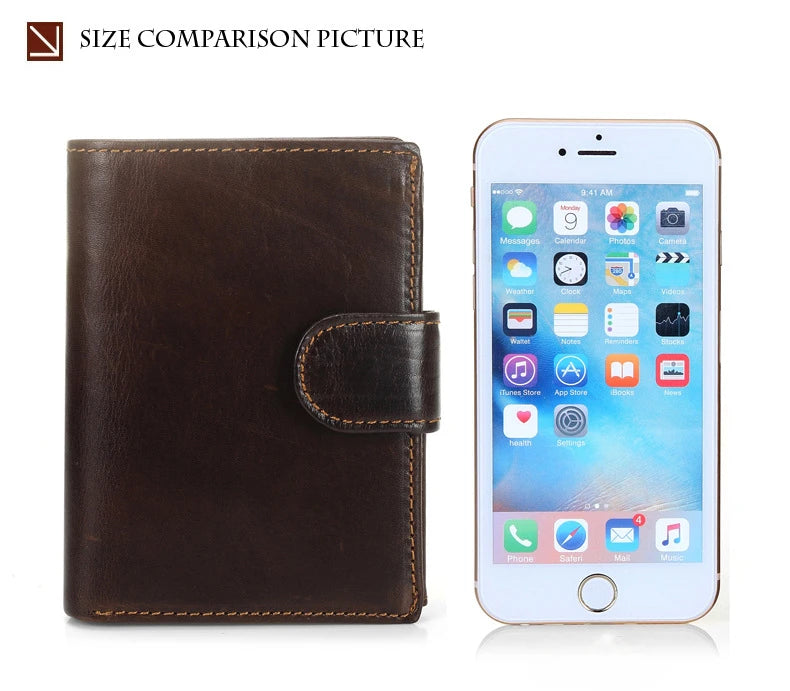 New Men Wallet Cowhide Genuine Leather Wallets Coin Purse Clutch Hasp Open Top Quality Retro Short Wallet