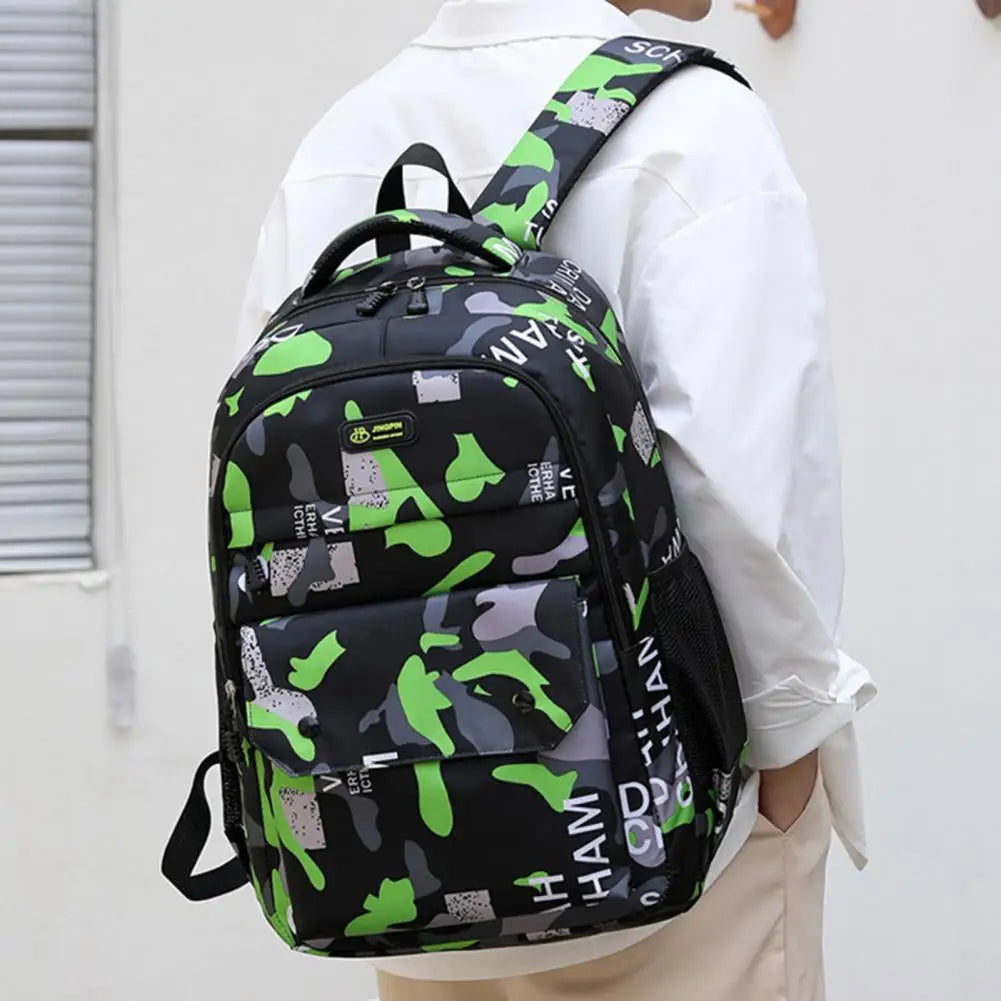 Student Backpack Camouflage Breathable Strap Large Capacity Lightweight Bookbag School Bag for Outdoor Travel