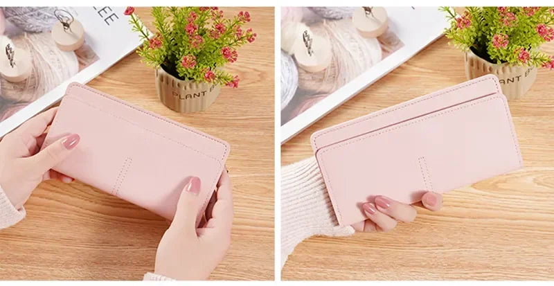 PU Leather Long Women Thin Wallets Large Capacity Female Coin Purses Hasp Clutch ID Credit Multi-Card Holder Money Bag Clip