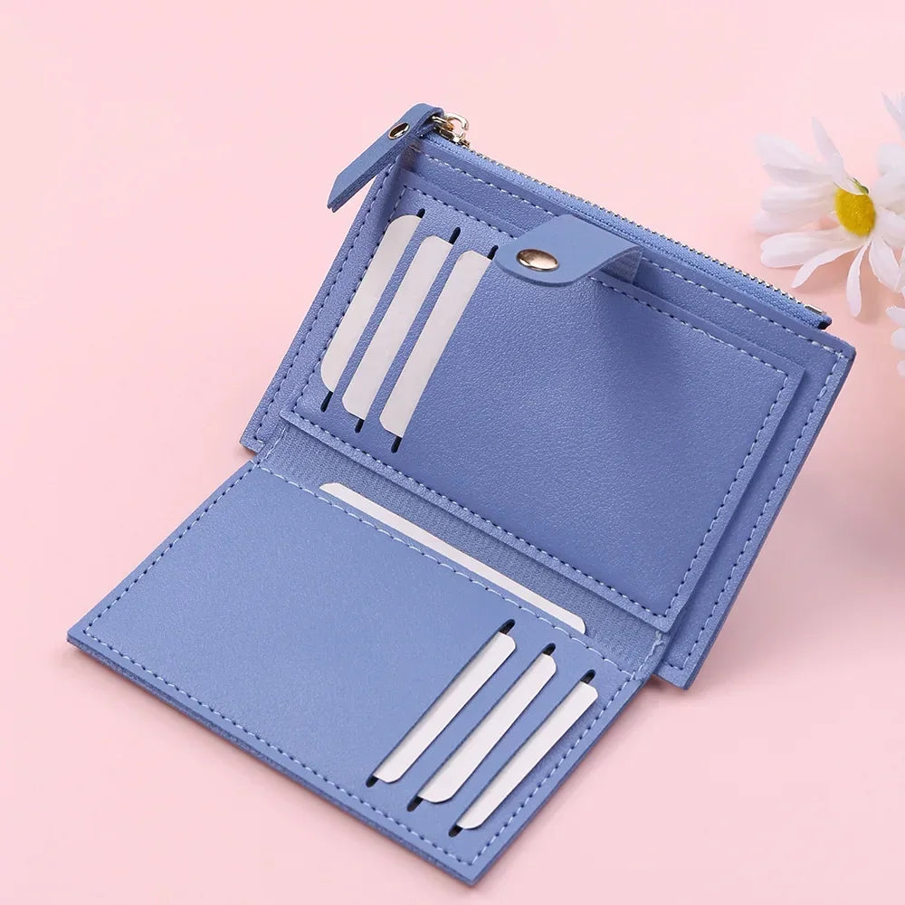 Portefeuilles tendance en cuir pour femmes, mini porte-monnaie solide, porte-cartes, petit portefeuille fin