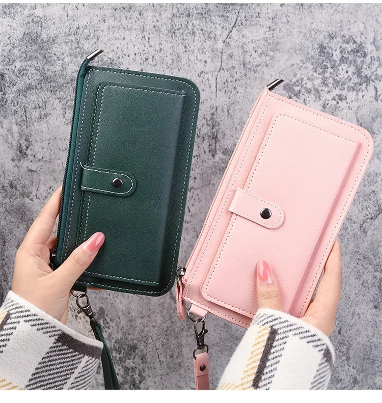 Long Zipper Wallets Coin Cluth Purses Leather Long Wallets Women's Luxury Female Wallet Mini Credit Card Holder Money Bag