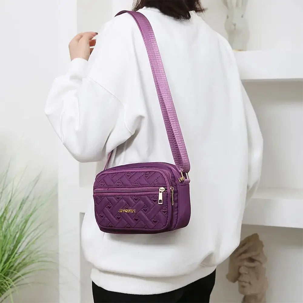 New Fashion Embroidery Bag Women's Zipper Handbag Women Nylon Square Handbags Lady's Shoulder Cross Body Female Bag