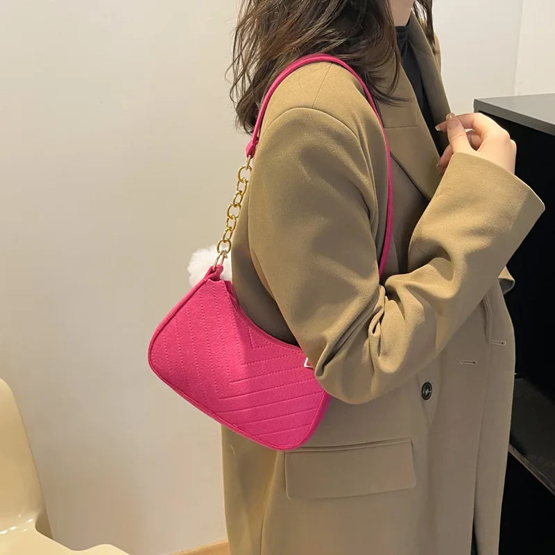 Mini Underarm Bag Female Chain Shoulder Pouch Hot Sale Ladies PU Leather Fashion Women Handbag Solid Color Casual Bags