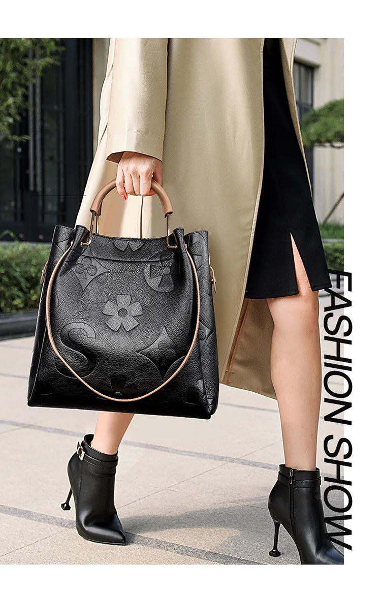 New Bucket Bag Outdoor Versatile Luxury Fashion Embossed Handbag Large Capacity Mother and Child Shoulder Bag