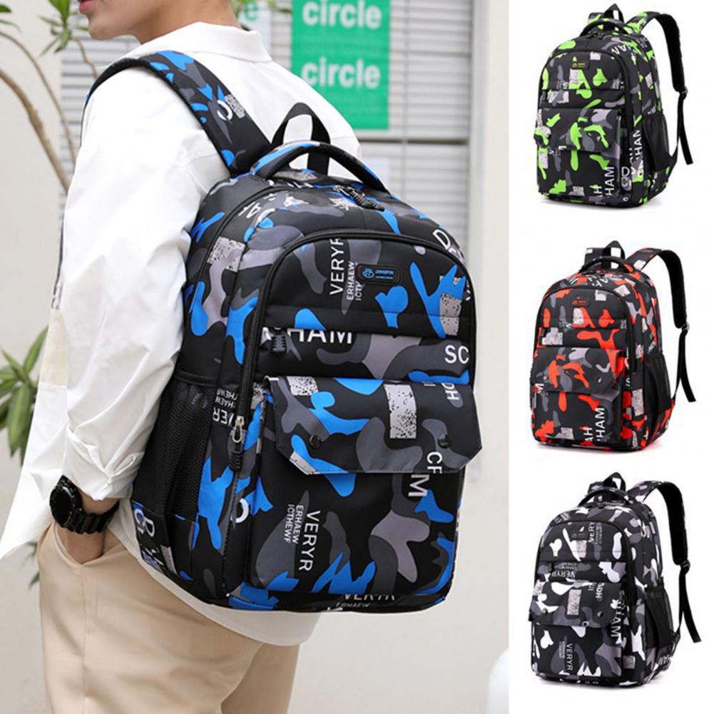 Student Backpack Camouflage Breathable Strap Large Capacity Lightweight Bookbag School Bag for Outdoor Travel