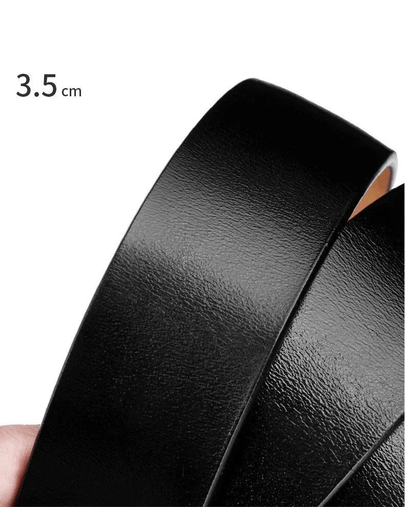 Black Brown Plus Size 130 140 150 cm No Buckle 3.5 cm Width Genuine Leather Belt Straps Without Automatic Buckle Waist Belts