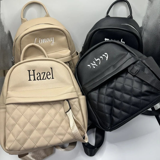 Custom Name PU Backpack for Women Personalized New Versatile Backpack Embroidered Any Name Ladies Gift Outdoor Leather Bags