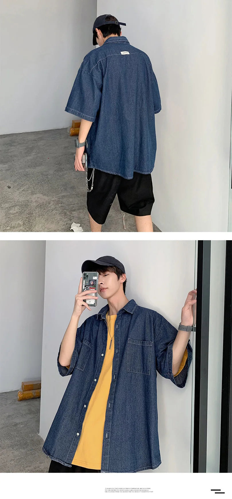 Summer Brand Denim Shirt Men Short Sleeve Cargo Shirt Coat Loose University Handsome Top Clothes 2023 Cowboy Oversize