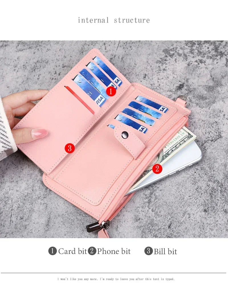 2024 Fashion Women Wallets Simple Zipper Purses Black White Gray Red Long Section Clutch Wallet Soft PU Leather Money Bag