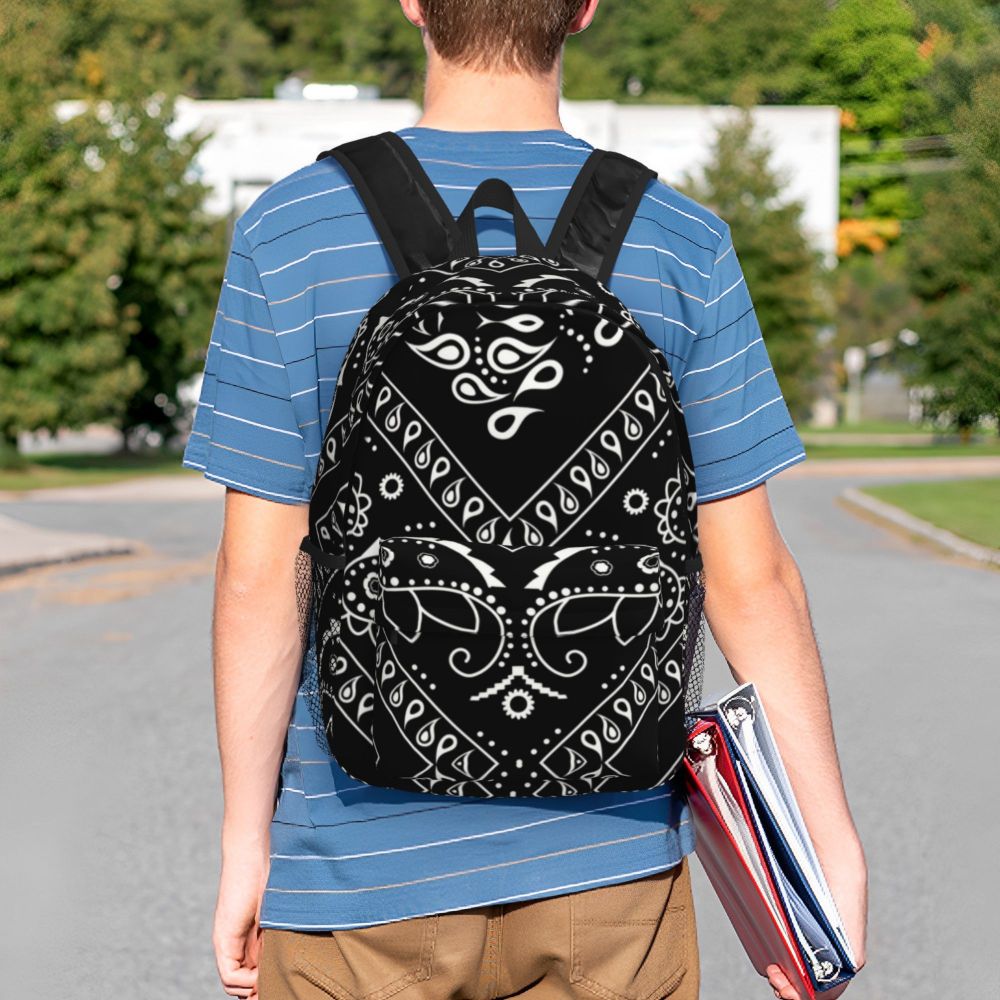 Custom Black White Paisley Chicano Bandana Style Laptop Backpack Women Men Basic Bookbag for School College Student Bag