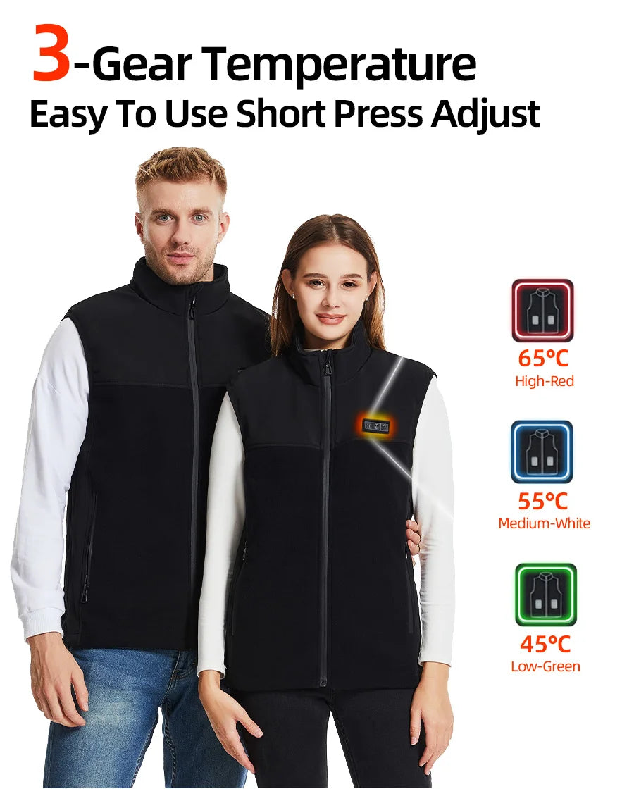 Fleece Heated Vest Men Usb Rechargeable Electric Self Heating Vest Women Warming Heated Jacket Outdoor Hunting Heating Clothing