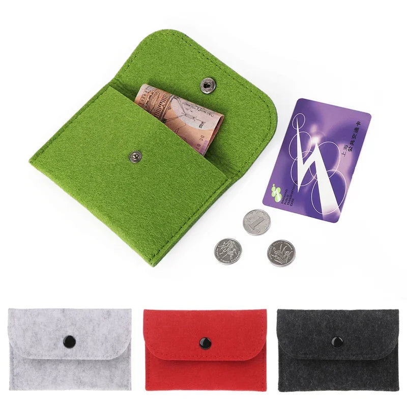 Unisex Felt Coin Purse Bag Women Girls Mini Zipper Coin Wallet Case Casual Square Money Change Card Key Holder Pouch