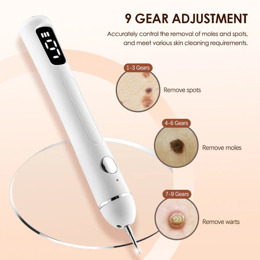 Stylo plasma électrique pour enlever les étiquettes cutanées, 9 modes, pour éliminer les grains de beauté, les verrues, les taches de rousseur, les naevus, les taches brunes, les points noirs, la beauté du visage, les soins de la peau