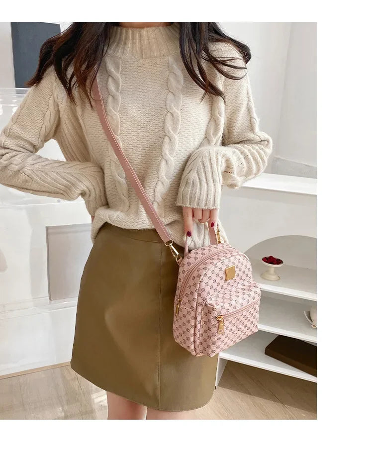 2024 New Fashion Casual Women Mini Backpack Luxury Pu Leather Small Bag School Girl Backpacks style Ladies Cute Travelling