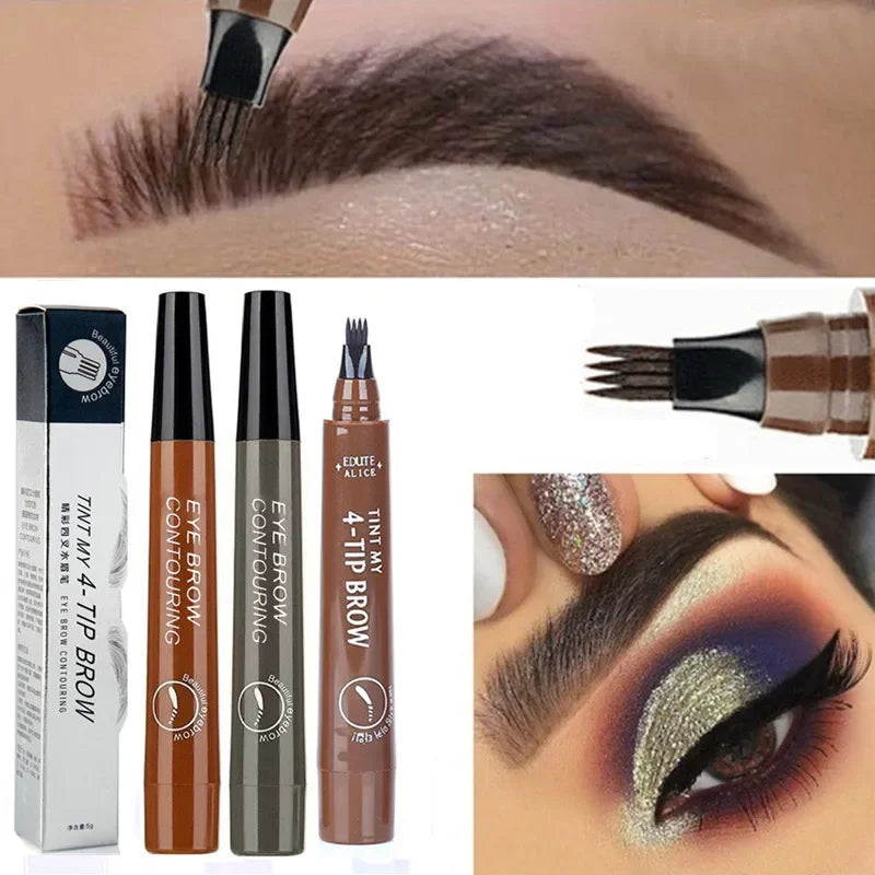 Crayon à sourcils à quatre pointes, 5 couleurs, pinceau à sourcils, liquide fendu, imperméable, longue durée, rehausseur de sourcils, crayon à sourcils