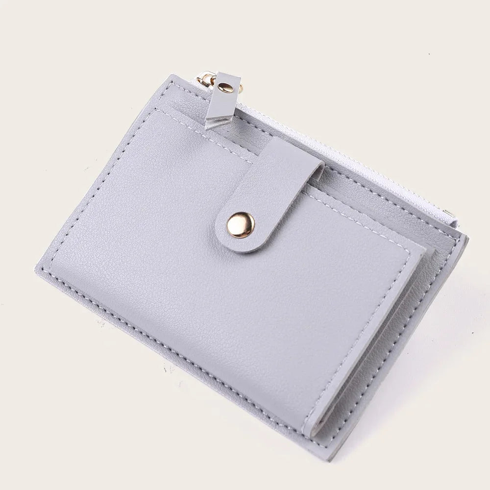 Women Fashion Small Wallet Purse Solid Color PU Leather Mini Coin Purse Wallet Credit Card Holder Bags Zipper Coin Purse