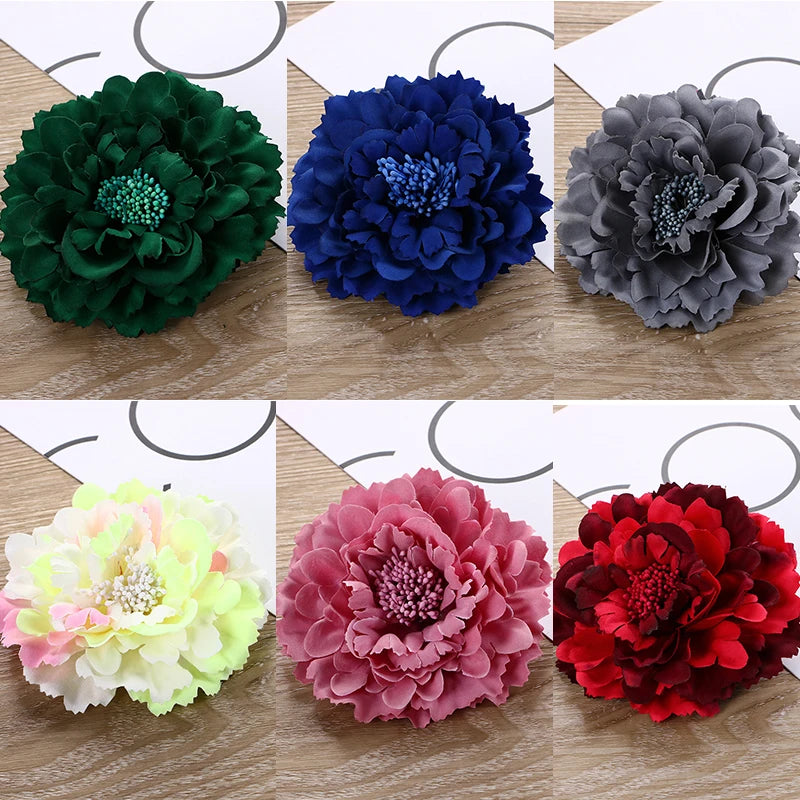 Flamenco Flowers For Hair DIY Headdress For Bridal Flocking Cloth Red Rose Flower Hairpin Hair Clip Party Hair Accessories