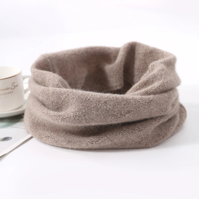 100% Pure Wool Ring Scarf Hollow Out Neckerchief Women Knitted Luxury Cashmere Headband Female Neck Warmer Soft Fake Collar