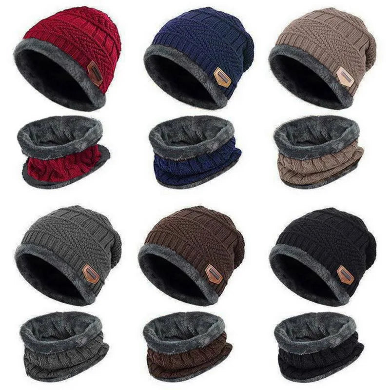 Winter Hats Knit Cap Men And Women Velvet Hat Coral Fleece Scarf Outdoor Riding Hat Warm Thickening Plus Velvet Neck Protect Cap