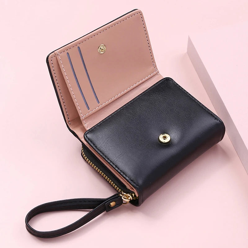 Women's Wallet For PU Leather Fashion Embroidered Love Tri-fold Small Wallet Card Holder Multi-card Slot Coin Purses