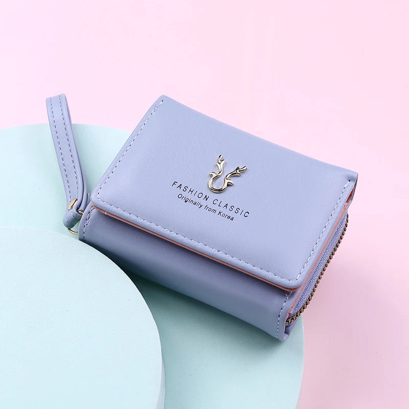 Luxury Brand Women's Small Wallet Female Card Holder Short Wallets with Coin Purse for Woman Ladies PU Leather Hasp Mini Clutch