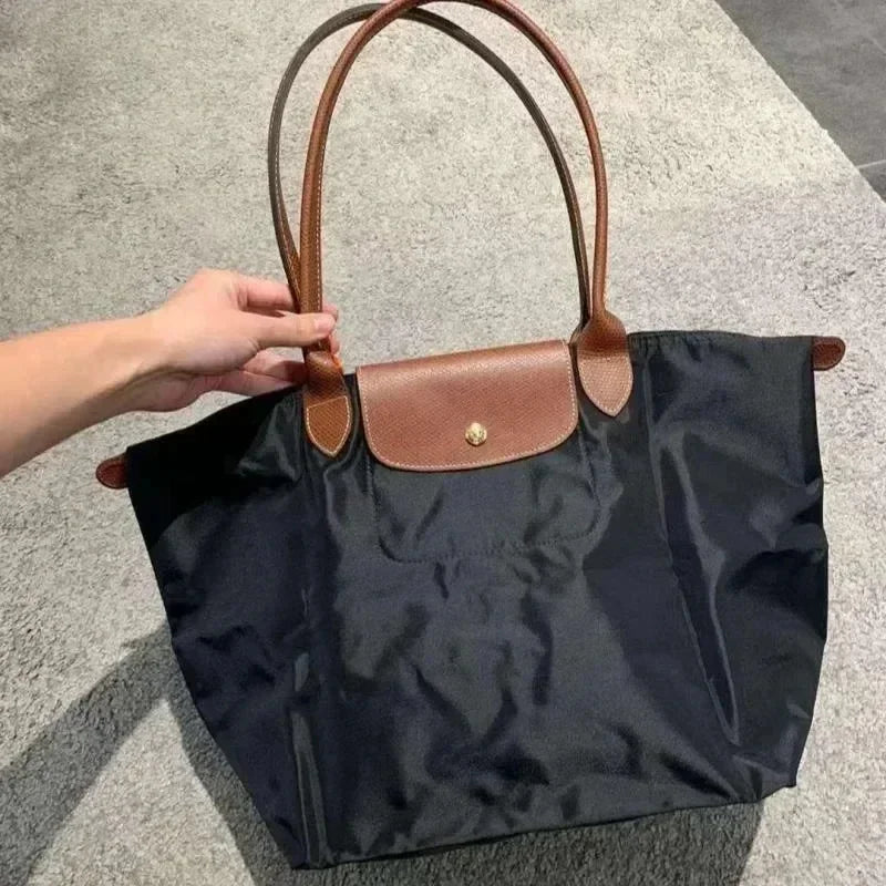 Sacs hobo pliables classiques pour femmes, sacs fourre-tout brodés, sacs à bandoulière, sac à main en nylon tendance pour femmes, sac de shopping de haute qualité