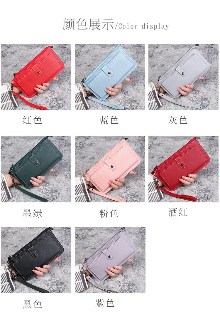 Long Zipper Wallets Coin Cluth Purses Leather Long Wallets Women's Luxury Female Wallet Mini Credit Card Holder Money Bag