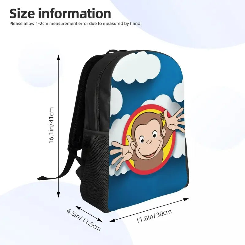 Customized Curious George Backpacks Women Men Casual Bookbag for School College Monkey Bags